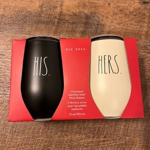 Rae Dunn ‘HIS’ and ‘HERS’ insulated stainless steel wine glasses